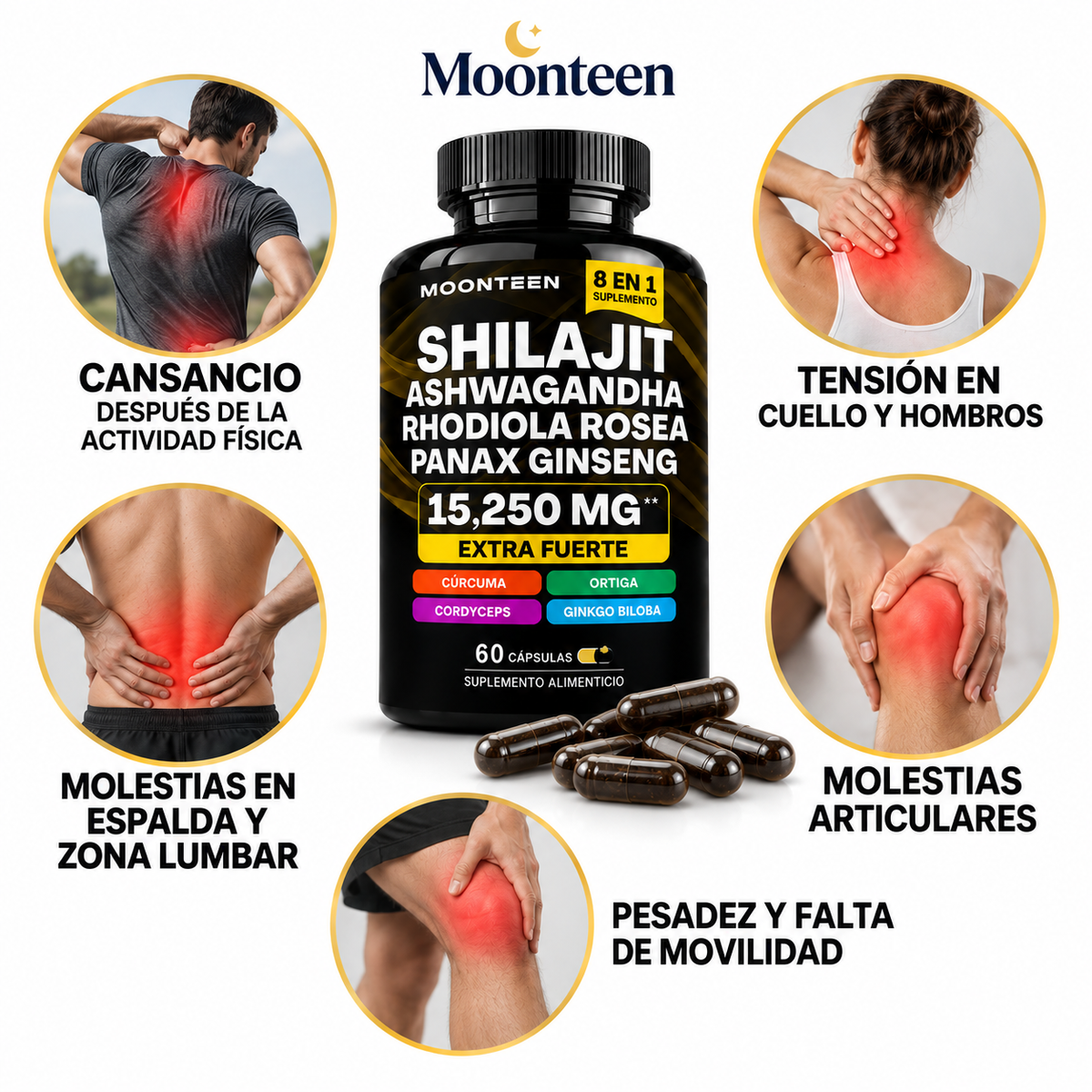 Shilajit + Ashwagandha + Rhodiola Rosea + Panax Ginseng